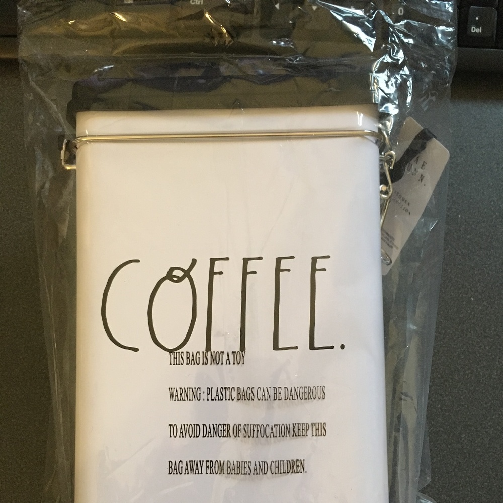 New! RAE DUNN METAL COFFEE TIN with LID and Clamp
